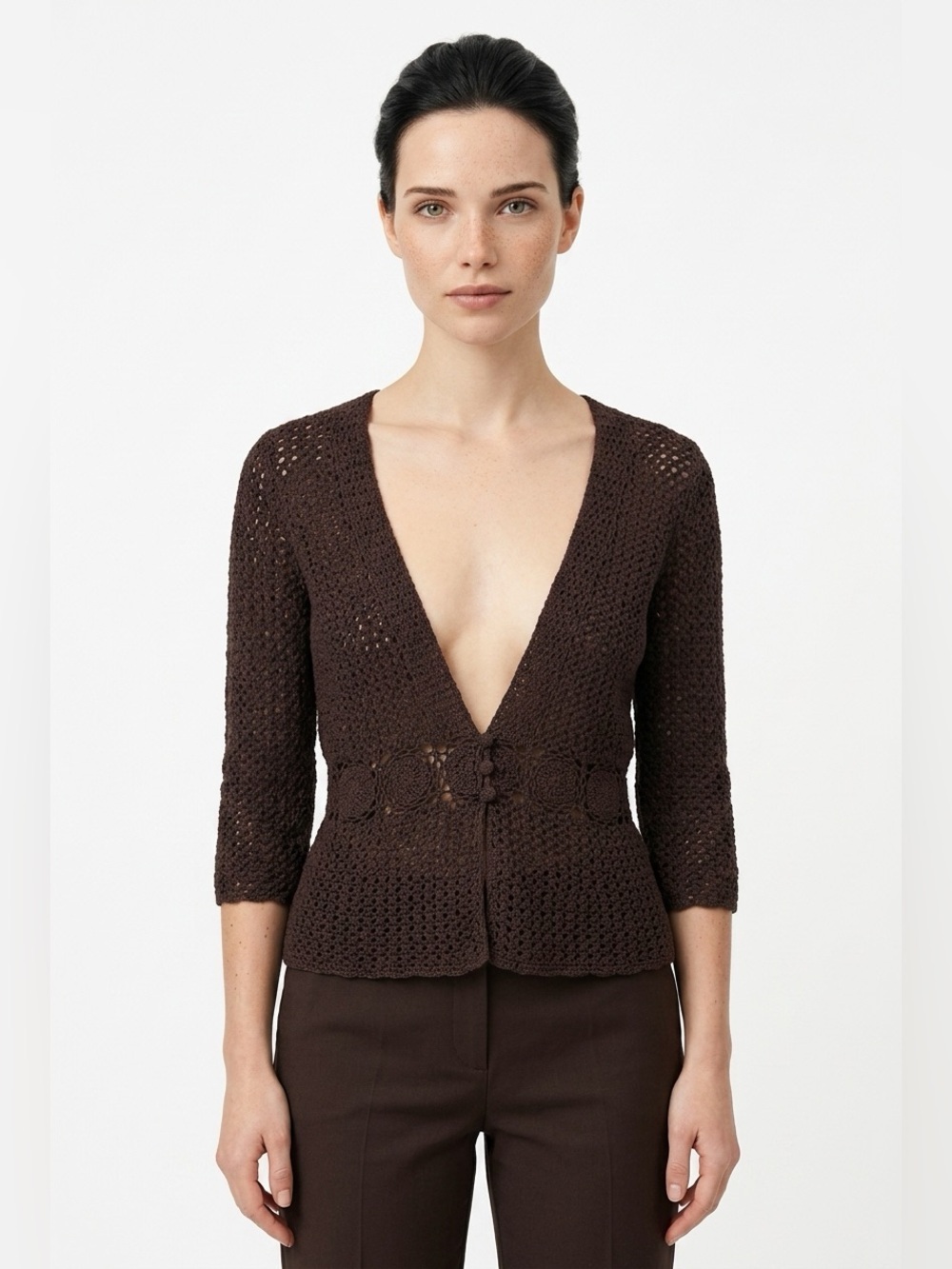 100% cotton crochet sweater